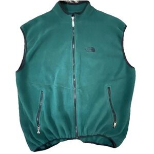VTG The North Face Men's Denali Green Fleece Zip Up Vest‎ Large USA 90s Emerald
